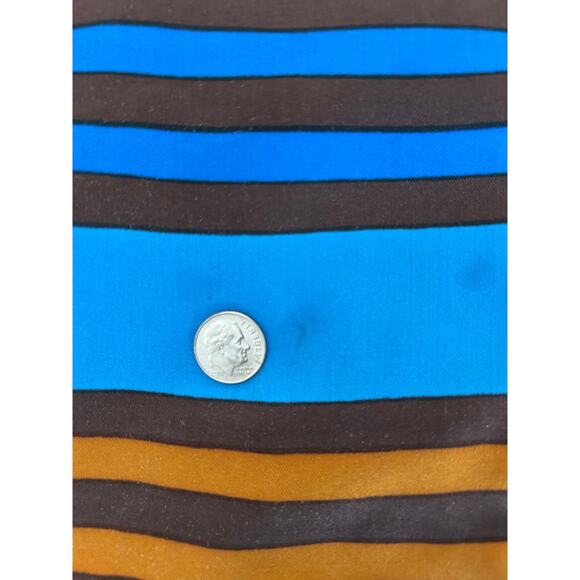 YSL Extra Long Blue Vintage Silk Scarf with Stripes 18" x 67.5" - Picture 6 of 6